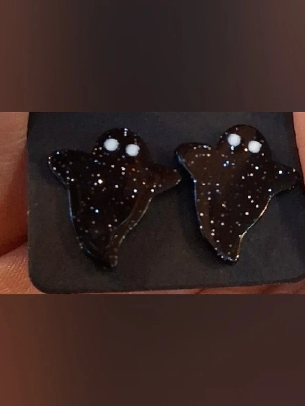 $8 Each Or Bundle 5/$20 Black Glitter Ghost Stud Earrings